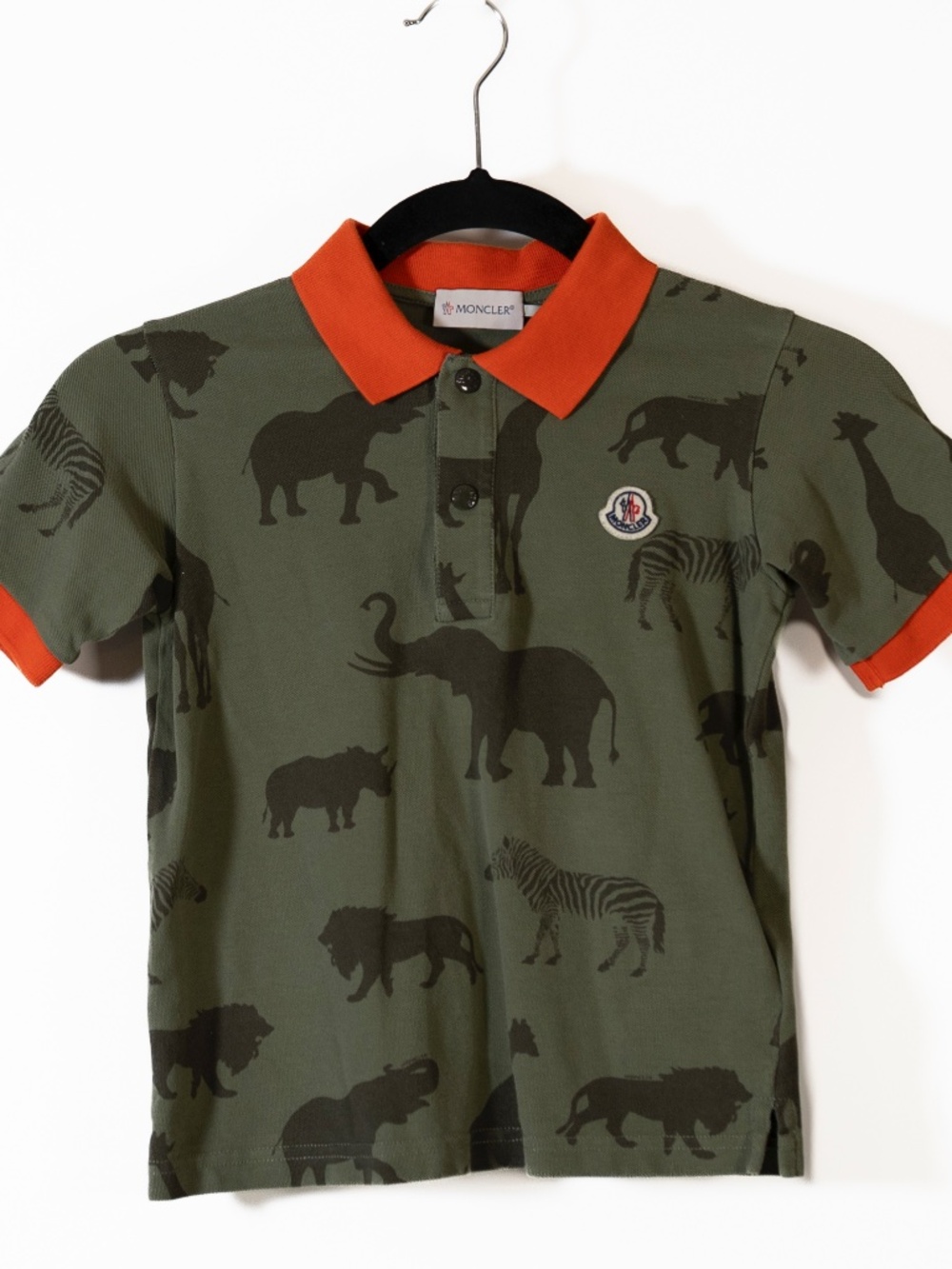 Moncler Boy's Kid's Safari Zoo Animal Print Pattern Cotton Short Sleeve Polo 8A
